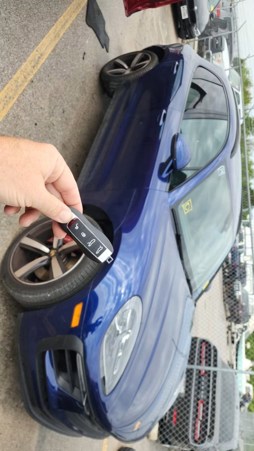 Porsche vehicle with a completed replacement key fob